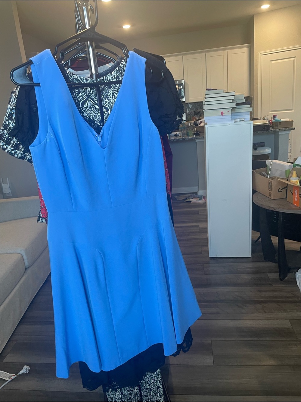 Milly Sleeveless V-Neck Mini Dress in Bright Blue